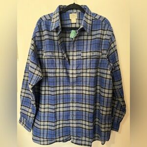 NEW LL Bean Men’s Blue Heavyweight Flannel Shirt XL